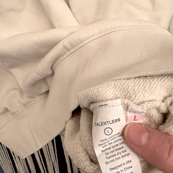 Talentless Cement Ivory Men’s Large Crewneck Sweatshirt Minimalist Lightweight - Picture 5 of 11